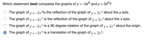 Which statement best compares the graphs of y = –3xn and y = 3xn?