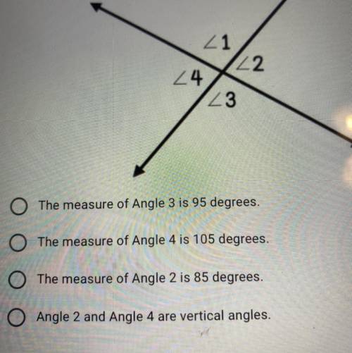 The measure of Angle 1 is 95 degrees. Which of the following is NOT a true

statement about the an