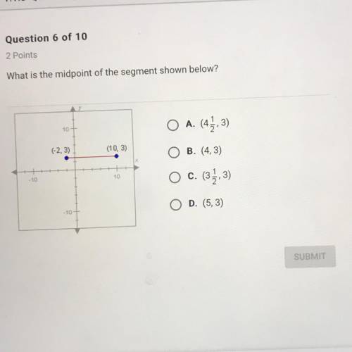 What is the midpoint of the segment shown below?