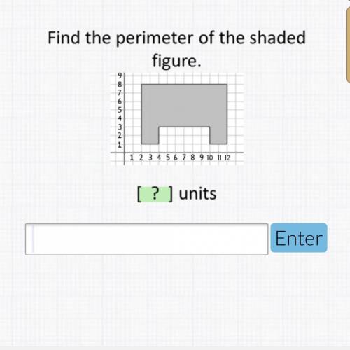 Find the perimeter of of the shaded figure. ? units