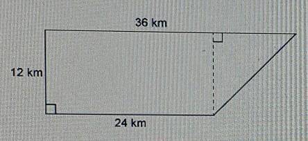What is the area of the figure? A. 360 km² B. 432 km² C. 720 km²

D. 864 km²