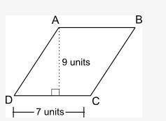 What is the area, in square units, of the parallelogram shown below? A parallelogram ABCD is shown