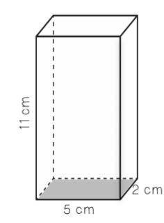 A rectangular prism is shown below. What is the surface area, in square centimeters?