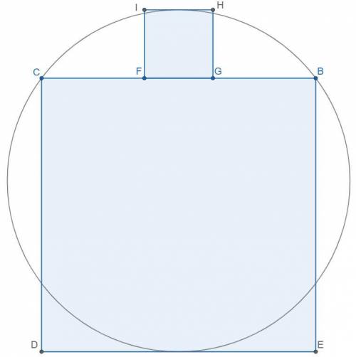 Find the radius of the circle, if the area of the big square is 30 more than the area of the small
