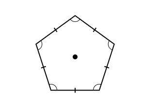 Which of the following are magnitudes for rotational symmetry of the regular pentagon below about i