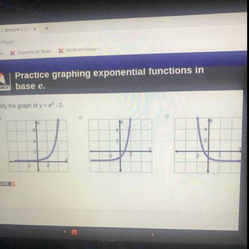 Identify the graph of y=e^x- 2.