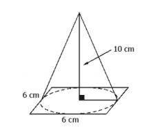 Help plis 
Calculate the volume of the ice cream cone that is on a 6cm paper napkin on each side