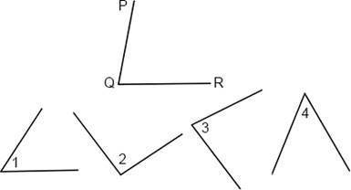Identify an angle that's congruent to ∠PQR in the given figure. answers : A) ∠3 B) ∠1 C) ∠4 D) ∠2