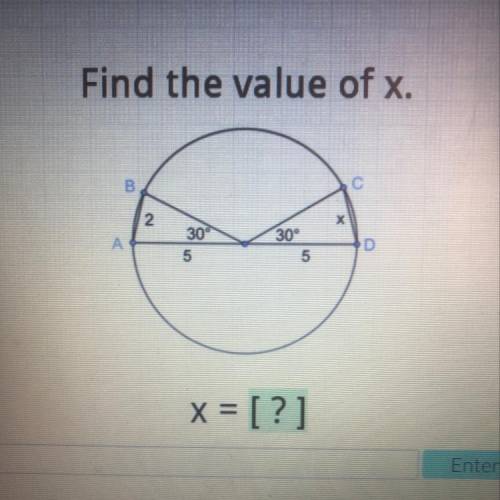 FIND THE VALUE OF X FOR THIS MATH QUESTION