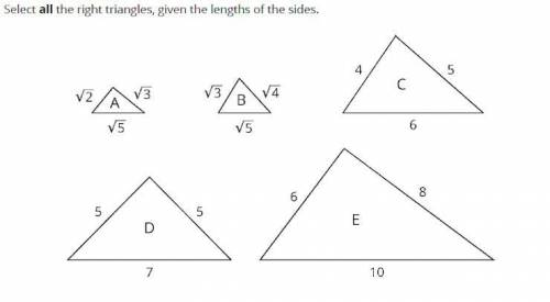 Make sure you complete the work for EACH triangle and answer whether or not it is a right triangle.
