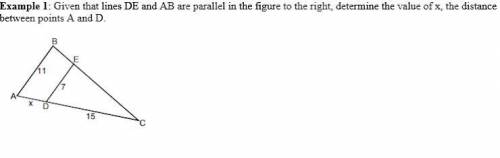 Given that line De andABare parallel determine the value of x