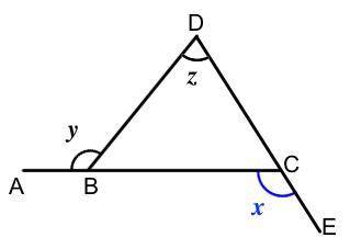 A, B & C lie on a straight line. D, C & E lie on a different straight line. Angle y = 119°