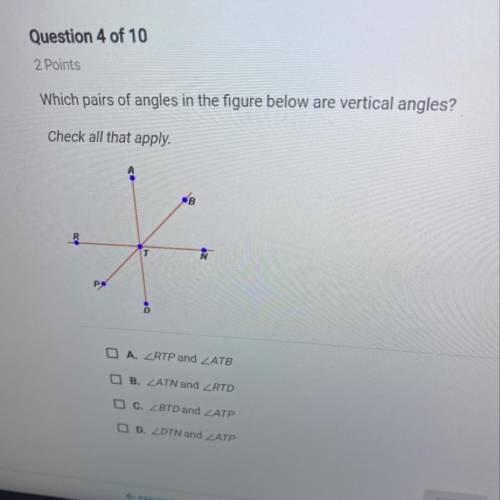 HELP ASAP! which pairs of the angles in the figure below are vertical angles?