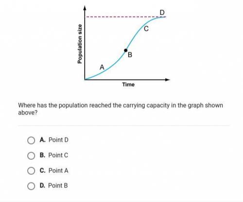 Where has the population reached the carrying capacity in the graph shown below?