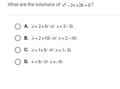 What are the solutions of ²-2x+26=0?