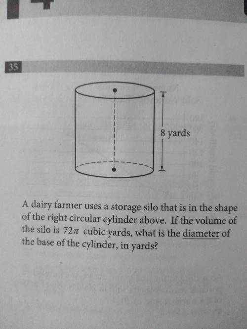 +23PTS! PDF Volume question -_- find diameter from the cylinder. I got 9 answer is 6 how???
