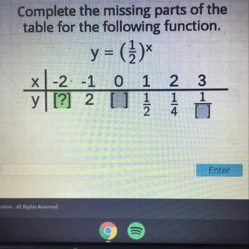 Exam Test question Please help ASAP

Complete the missing parts of the table for the following fun