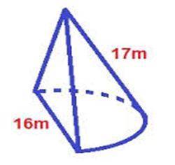 The diagram shows a solid which is half of a cone. Calculate the total surface area of the solid.