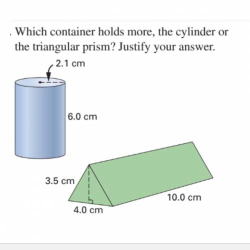 Which container holds more, The cylinder of the triangular prism?