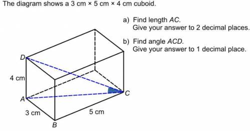 The diagrams shows a 3cm x 5cm x 4cm cuboid.
