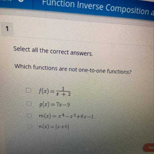 Which functions are not one to one functions?
