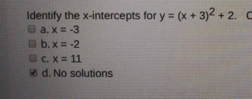 Identify the x- intercepts fory = (x+3)^2+2