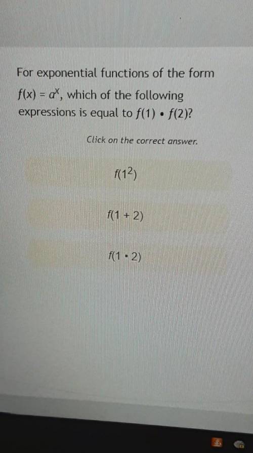 For exponential functions of the form

f(x) = a*, which of the followingexpressions is equal to f(