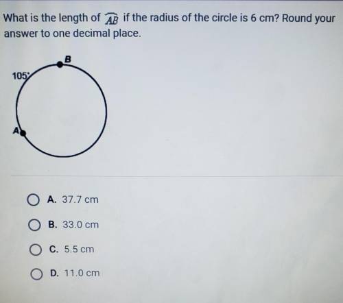 What is the length of Arc AB if the radius of a circle is 6 cm