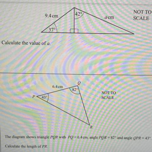 Help, calculate the length of each of the triangles