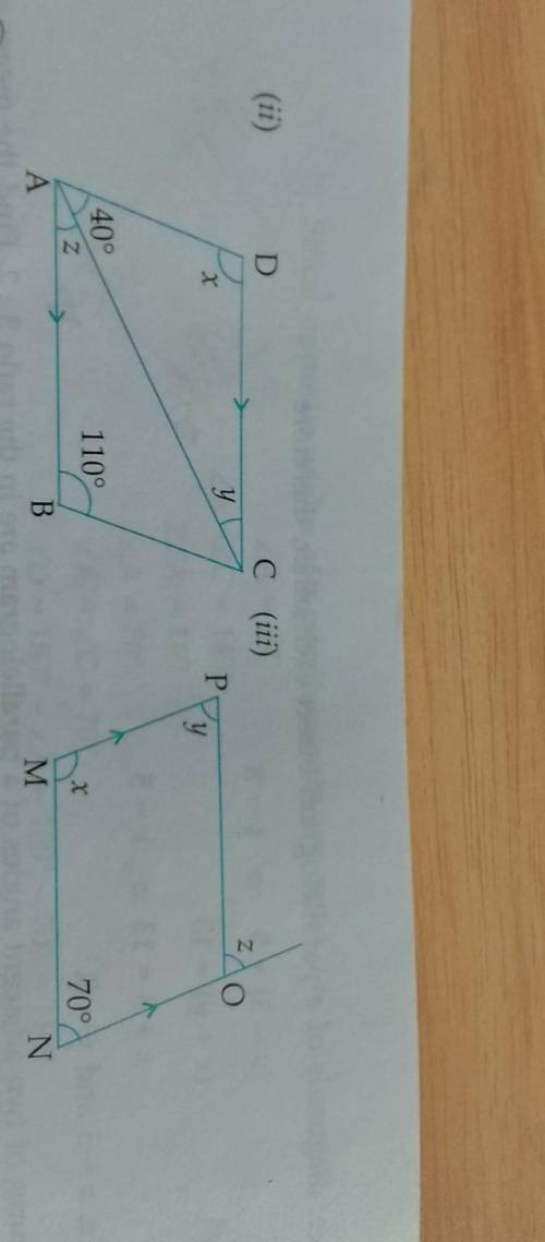 Find the values of x, y and z from the given parallelograms.please help please it's a request
