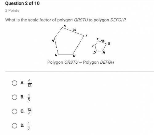 What is the scale factor of polygon qrstu to poligon defgh