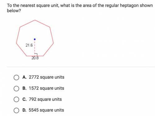 To the nearest square unit, what is the area of the regular heptagon shown below?