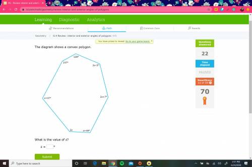 The diagram shows a convex polygon what is the value of s