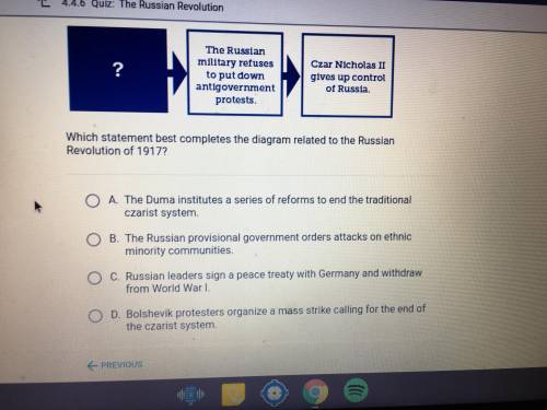 Which statement best completes the diagram related to the Russian revolution of 1917?