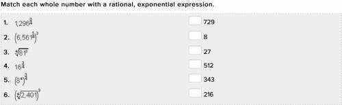 Match each whole number with a rational, exponential expression.