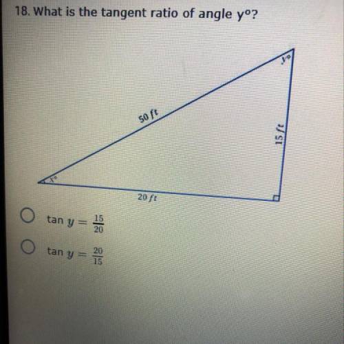 What is the tangent ratio of angle Y