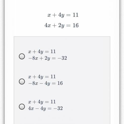 Which system of equations has the same solution as the system below