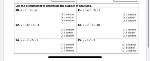 Use the discriminant to determine the number of solutions.