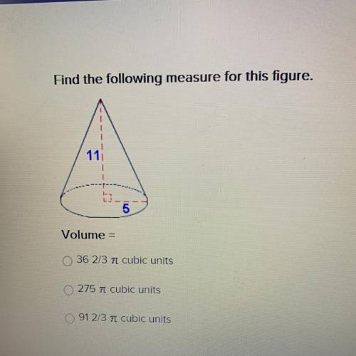 Find the following measure for this figure.
Volume =