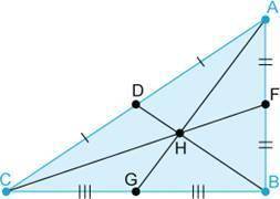 What type of triangle center is shown as point H in the figure? ANSWERS: A) Orthocenter B) Circumce