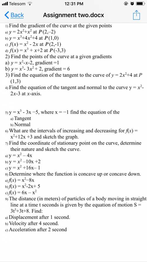 Find the gradient of the curve at given point????