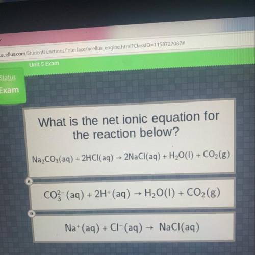 What is the net ionic equation for
the reaction below?