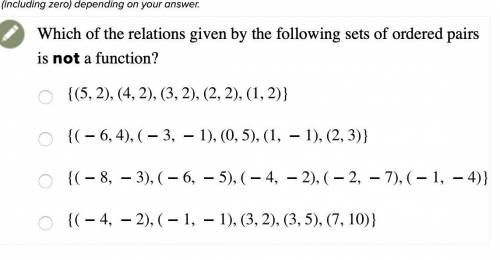 Which of the relations given by the following sets of ordered pairs is not a function