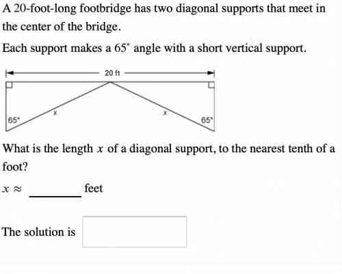 What is the length x of a diagonal support, to the nearest tenth of a foot?