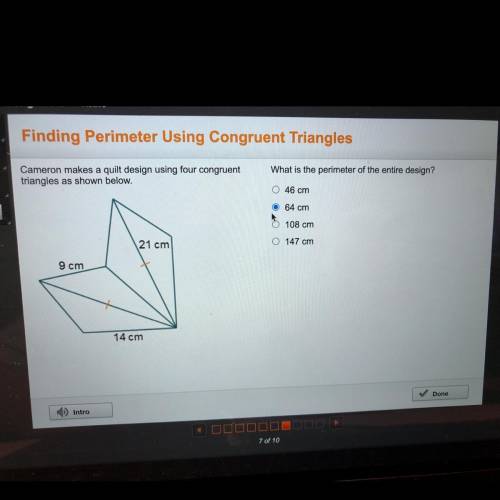 Finding Perimeter Using Congruent Triangles

What is the perimeter of the entire design?
Cameron m