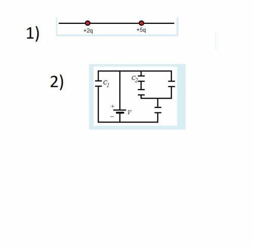 1) The figure below shows two charged particles on one axis. The loads are free to move; however, i