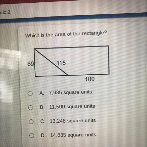 Which is the area of the rectangle?
69
115
100