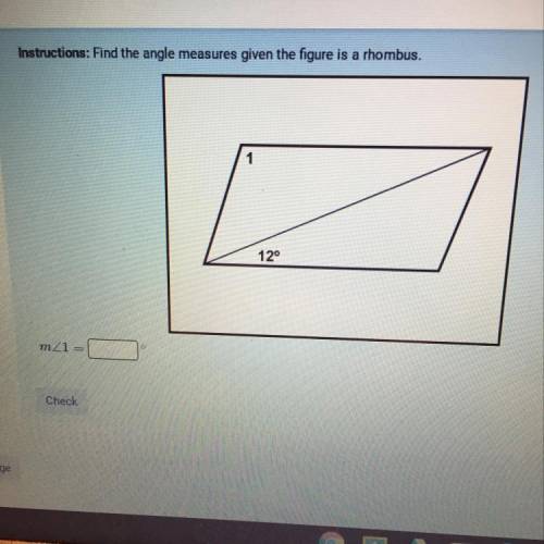Find the angle measure given the figure is a rhombus.