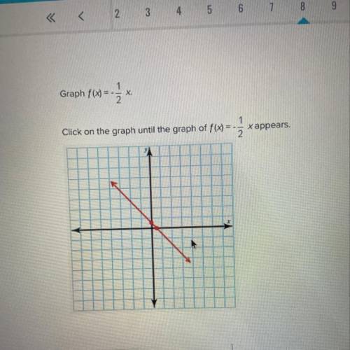 Graph f(x)= -1/2x
Click on the graph until the graph of f(x)
f(x) =
-1/2x appears.