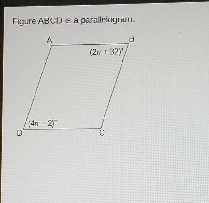 Figure ABCD is a parallelogram.What is the value of n?3 51725